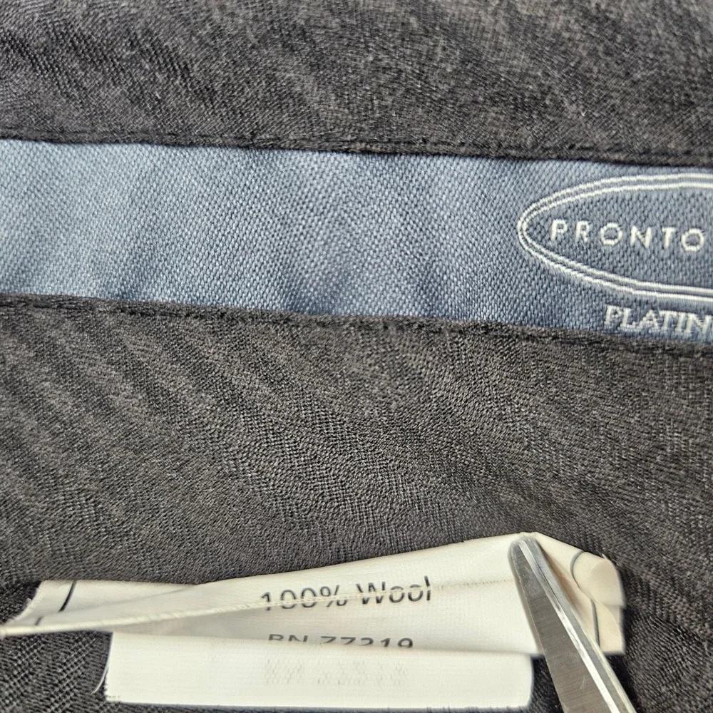 Pronto Uomo Platinum Mens Dress wool Pants Charcoal Gray‎ Pinstripe Flat Front